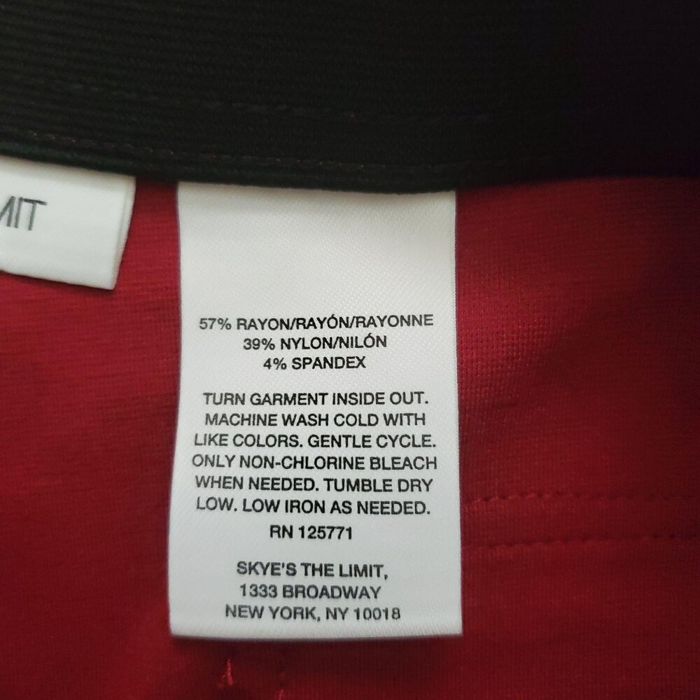 Skye's The Limit Red Back Zip Pockets Pull-On Ponte Pants Women's Size 12 NWT - Picture 6 of 15
